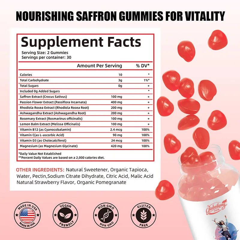 OEM Saffron Gummies Supplier Supplement Facts