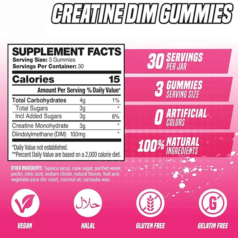 OEM Women Creatine Gummies Supplier Supplement Facts